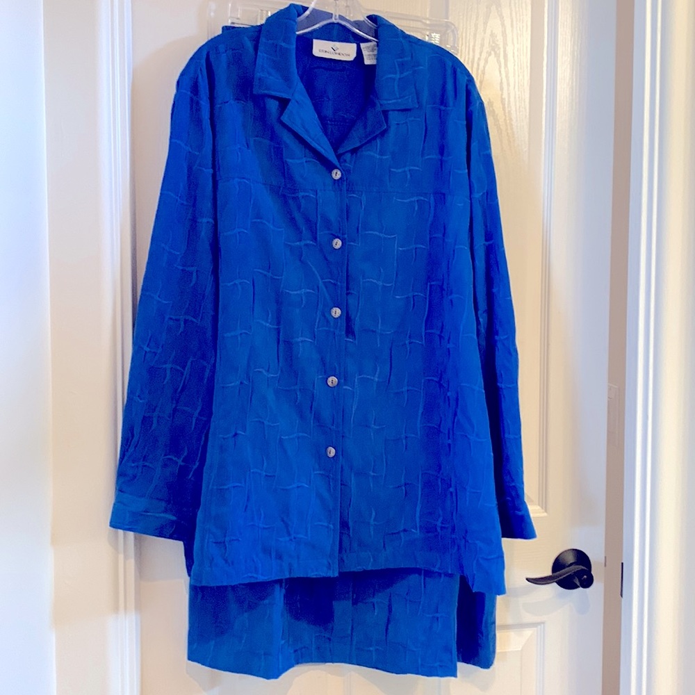 Erin London 2 piece skirt & top set 1X blue